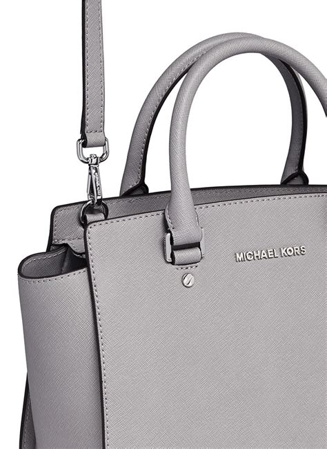 michael kors selma satchel gray|selma leather satchel.